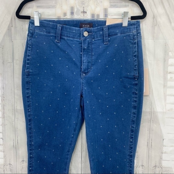 NYDJ Women Size 6 Blue Beach Polka Dot Ami Crop Skinny Jeans Mid Rise 27" Inseam - Picture 4 of 13